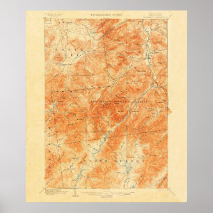 Poster Carte vintage du Mont Marcy New York