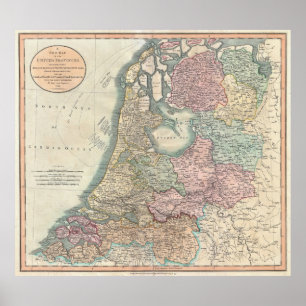 Poster Carte vintage du néerlandais (1799)