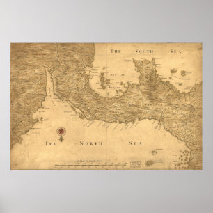 Poster Carte vintage du Panama (1800)