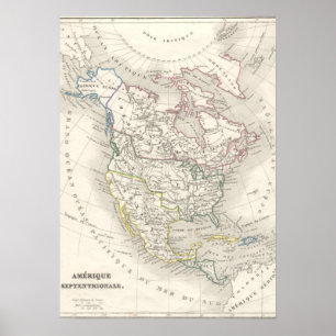 Poster Carte vintage du vieux monde Les Amériques