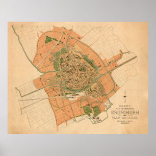 Poster Carte Vintage Groningen Pays-Bas (1903)