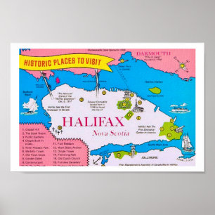 Poster Carte vintage Halifax Nouvelle-Écosse Imprimer