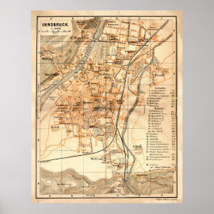 Poster Carte vintage Innsbruck Autriche (1922)