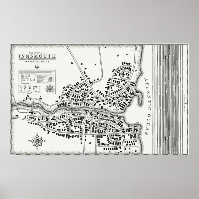 Poster Carte vintage Innsmouth (Devant)