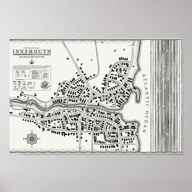 Poster Carte vintage Innsmouth (Devant)
