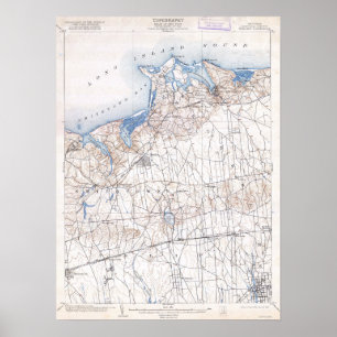 Poster Carte Vintage Islip Brookhaven Long Island New Yor