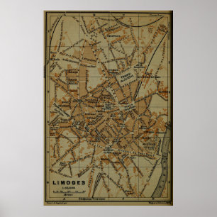 Poster Carte Vintage Limoges France (1895)