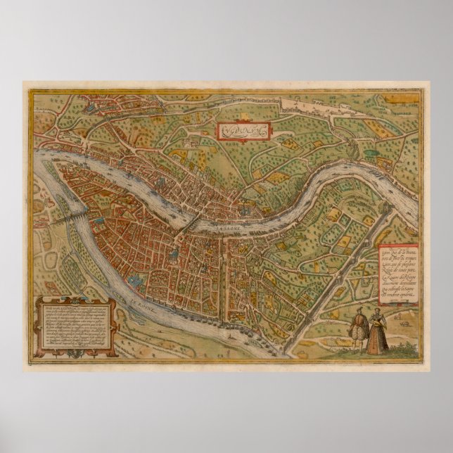 Poster Carte vintage Lyon France (1572) (Devant)