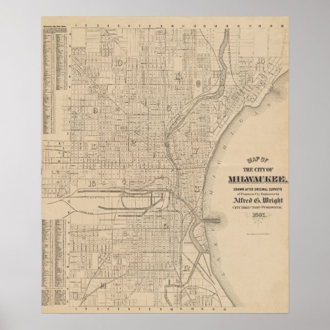 Poster Carte vintage Milwaukee, Wisconsin (Devant)