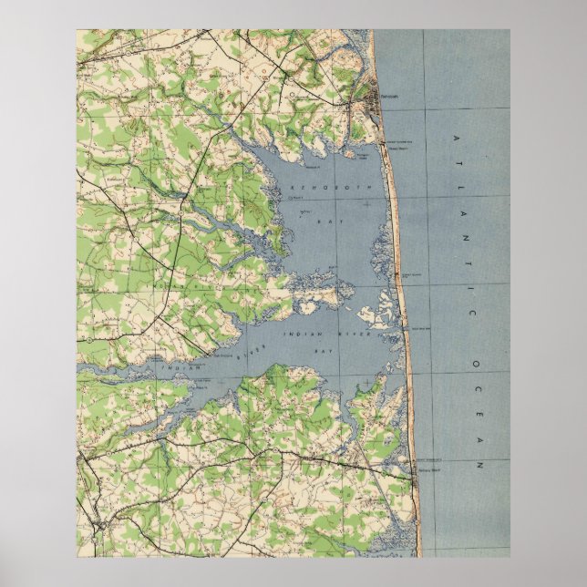 Poster Carte vintage Rehoboth & Bethany Beach DE (1944) (Devant)