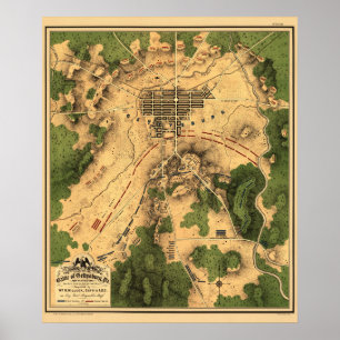Poster Carte vintage restaurée de la bataille de Gettysb