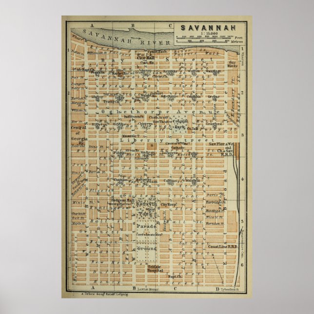 Poster Carte vintage Savannah GA (1904) (Devant)
