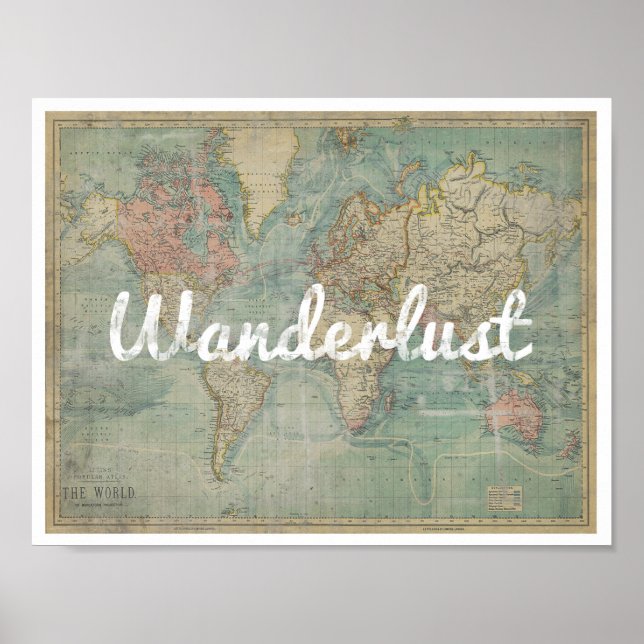 Poster Carte Vintage Wanderlust (Devant)