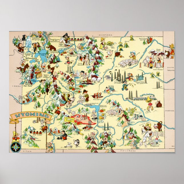 Poster Carte Vintage Wyoming Funny (Devant)