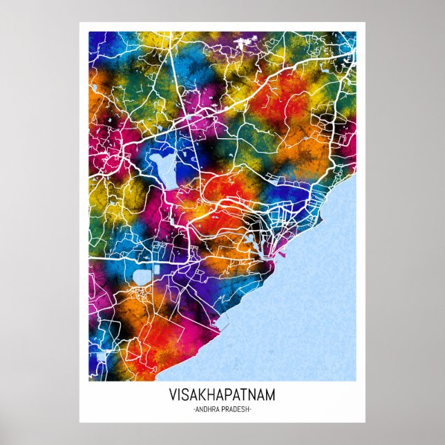 Poster Carte Visakhapatnam Andhra Pradesh (Devant)