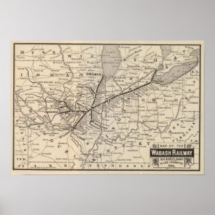 Poster Carte Wabash Railway
