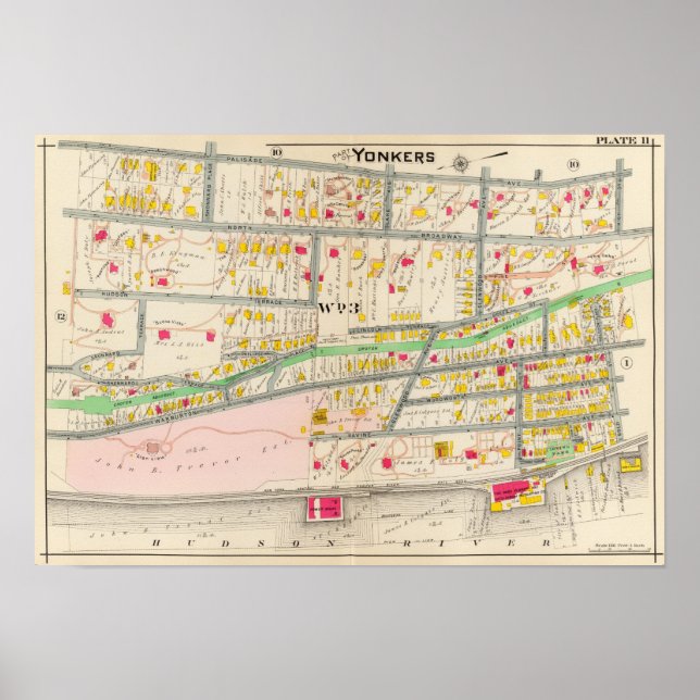 Poster Carte Yonkers NY (Devant)