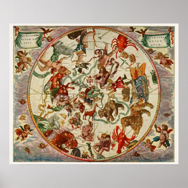 Poster Carte Zodiac vintage (Devant)