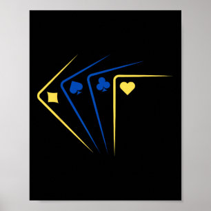 Poster Cartes à jouer ukrainiennes As Drapeau Solidarité
