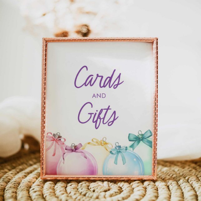 Poster Cartes Baby showers d'hiver et enseigne cadeau (Modern Colorful Winter Cards and Gifts Sign)