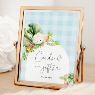 Poster Cartes bleues et signes cadeaux de légumes cultivé