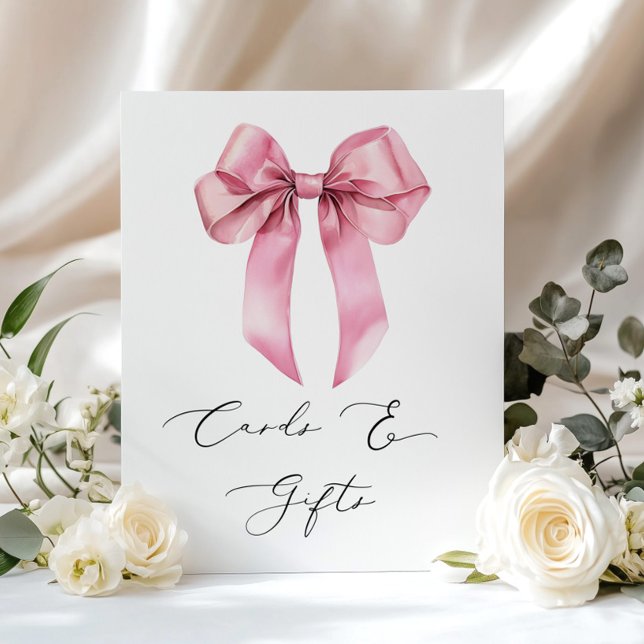 Poster Cartes Bow rose et cadeaux calligraphie élégante (Créateur téléchargé)