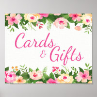 Cartes Cadeaux Aquarelle rose Fête des mariées flo
