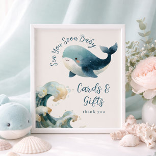 Poster Cartes Cadeaux Baleine Sea You Soon Baby Shower iv
