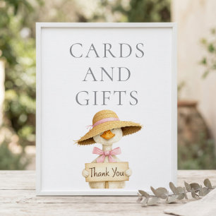 Poster Cartes Cadeaux Enseigne Oie Ridicule Grise Baby Sh