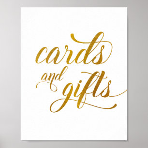Poster Cartes & Cadeaux Mariage & Douche Signal   Gold Fo