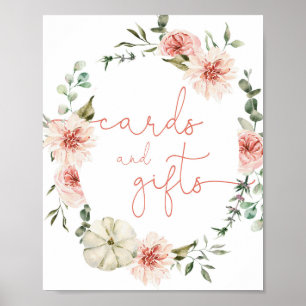 Poster Cartes cadeaux panneau citrouille rose pâle baby s