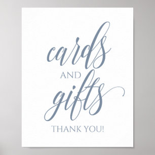 Poster Cartes & Cadeaux Sign pour Mariages - Bleu Poussié