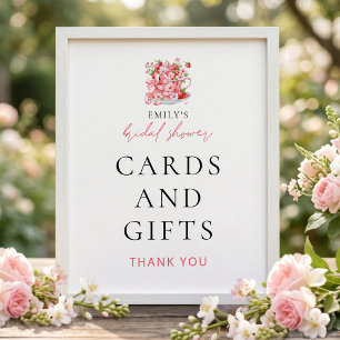Poster Cartes Cadeaux Tasse à Thé Fraise Panneau pour Mar