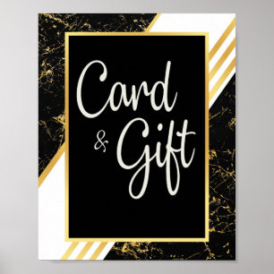 Poster Cartes & Cadeaux typographie noir rayures marbre o