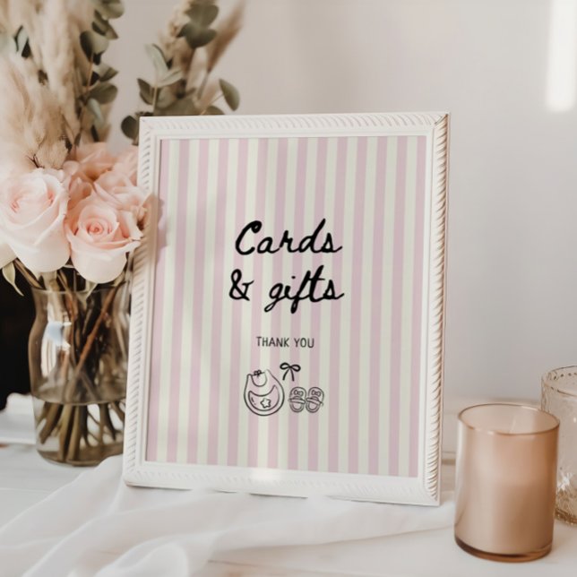 Poster Cartes de Baby shower et cadeaux Soft Rose (Créateur téléchargé)