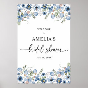 Poster Cartes de bienvenue pour mariage champêtre avec fl
