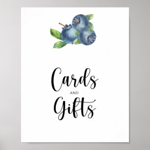 Poster Cartes de bleuets d'aquarelle et baby shower cadea