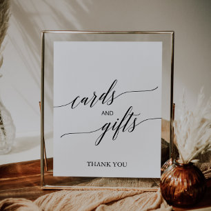 Poster Cartes de calligraphie noires élégantes et panneau