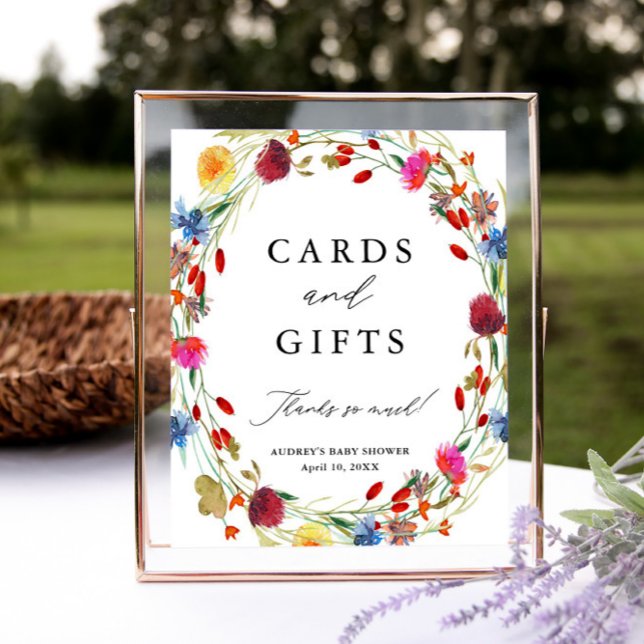 Poster Cartes de couronne de fleurs sauvages et présentoi (Créateur téléchargé)