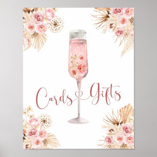 Poster Cartes de Fête des mariées Soiree Rose Boho Rose C