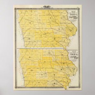 Poster Cartes de l'État de l'Iowa