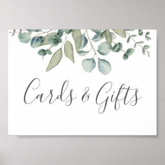 Poster Cartes de mariage et cadeau à verdure d'eucalyptus