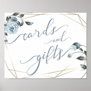 Poster Cartes de mariage et cadeaux Panneau floral bleu D