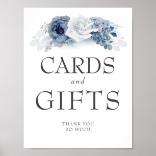 Poster Cartes de Mariage et Cadeaux Signal Dusty Blue Flo