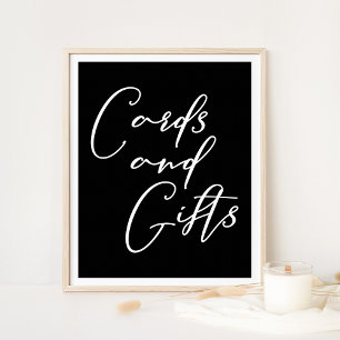 Poster Cartes de mariage noir blanc simple et élégant Cad