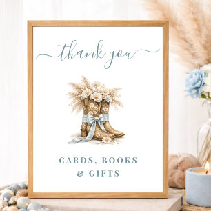 Poster Cartes de Naissance Cowboy Boots Bow Bébé Livres &