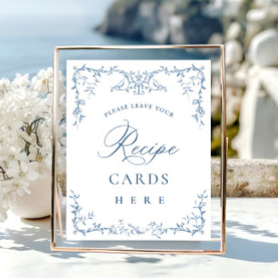 Poster Cartes de recette couleur bleu bleu bleu orné vict