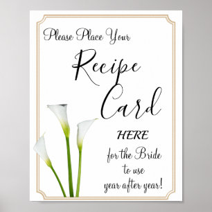 Poster Cartes de recette de callas jeu de baby shower sig