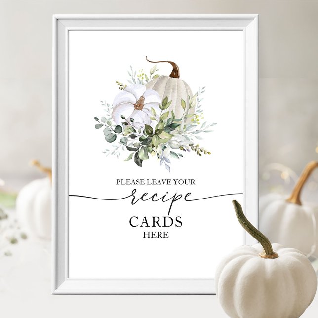 Poster Cartes de recette de mariage automnal avec citroui (Créateur téléchargé)