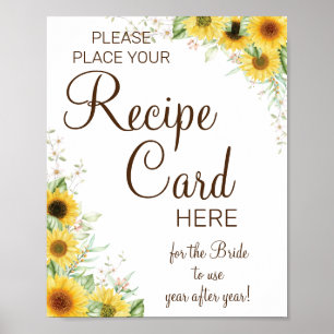 Poster Cartes de recette de tournesol signe de jeu de dou